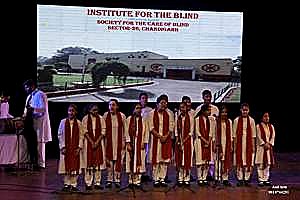 Song recitation by sightless students from the Institute for the Blind, Chandiarh